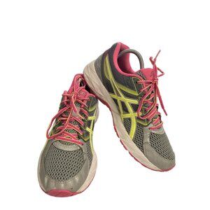 Asics t5f9n Women Size 8.5 Gray Yellow Pink Gel-Contend 3 Running sneaker Shoes